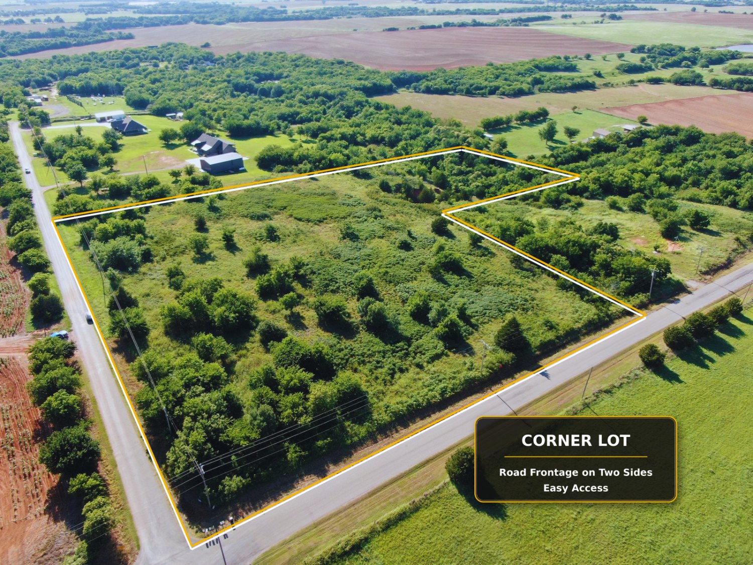 Corner lot with road frontage on two sides